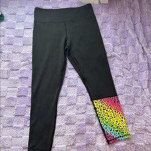 Women’s Black Leggings with Rainbow Leopard Print